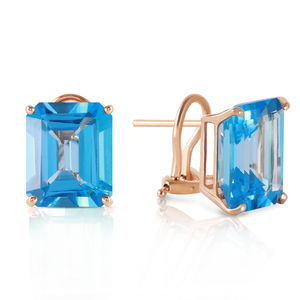 14K. GOLD FRENCH CLIPS EARRING WITH NATURAL BLUE TOPAZ (Yellow Gold)